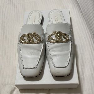 Lafayette 148 White Calfskin Mules